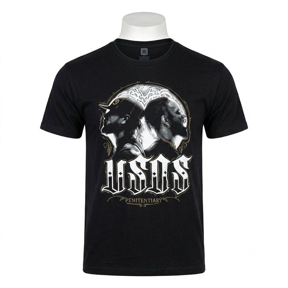 WWE Authentic The Usos Penitentiary Graphic Black T-Shirt Men's Size XXL Tee